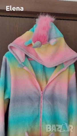 Гащеризон ватиран за дома за момиче Единорог H&M 134-140 р , снимка 2 - Детски комплекти - 49110073