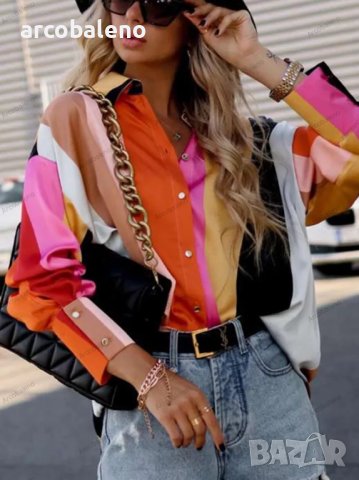 Дамска риза с дълъг ръкав с едноредно закопчаване и щампа, 4цвята, снимка 11 - Ризи - 39165674