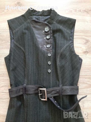 Елегантна рокля цвят графит Стела Белчева, снимка 2 - Рокли - 29851819