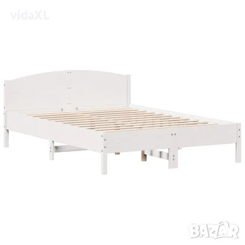 vidaXL Рамка за легло без матрак, бял, 120x200 см, бор масив