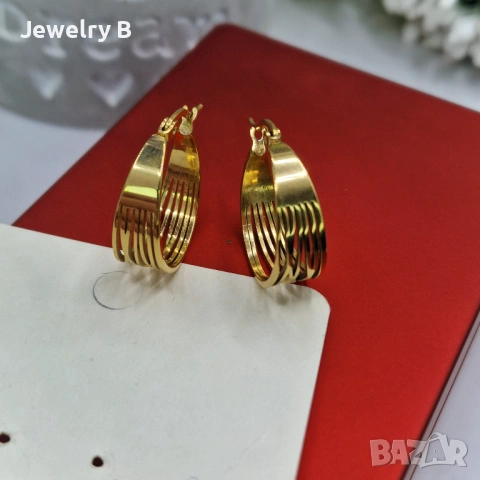 Обици от медицинска стомана с 18К позлата