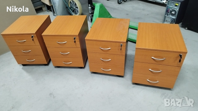 Шкафче на колела за бюро - контейнер с три чекмеджета 41/50/54 - 4бр, снимка 8 - Шкафове - 52148027