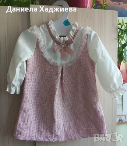 Прекрасно официално детско палто от букле с пухена яка, снимка 4 - Бебешки якета и елеци - 56126907