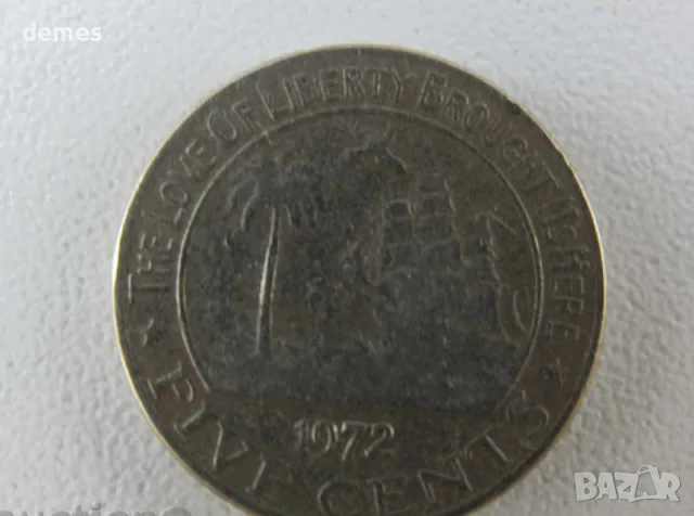 Либерия - 5 цента, 1972 г. - 106 L, рядка, снимка 3 - Нумизматика и бонистика - 55958276