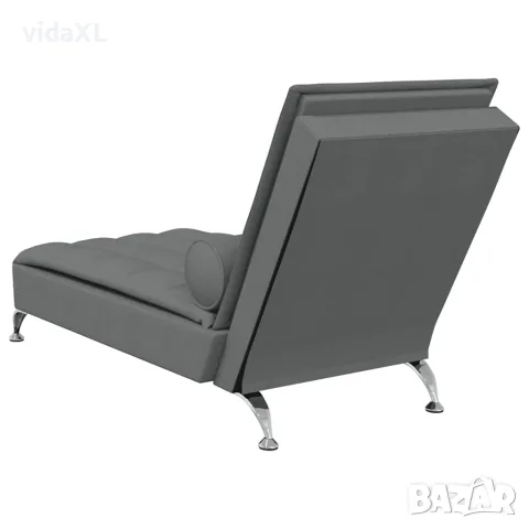 vidaXL Масажна кушетка с болстер, светлосива, текстил, снимка 6 - Кушетки - 56147470