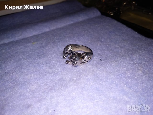 ФИГУРАЛЕН ПОСРЕБРЕН с ПЕЧАТ S925 АРТ ПРЪСТЕН КОТЕНЦЕ от БЛАГОРОДНА НЕРЪЖДАЕМА СТОМАНА 36130, снимка 11 - Пръстени - 39547232