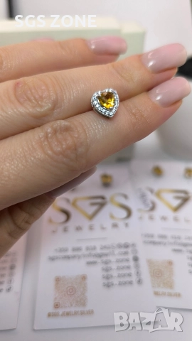 Сребърни обеци с естествени цитрини, снимка 5 - Обеци - 52859912