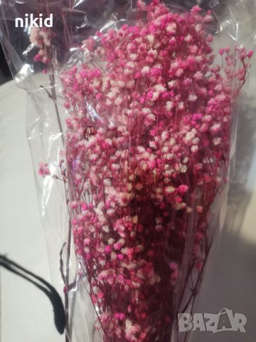 Сухи ситни цветя Гипсофила Гипсофил цветчета цветенца клонки сноп букет аранжиране бутониери сапун, снимка 2 - Изкуствени цветя - 36142609