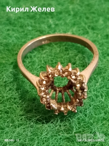 Сребърен пръстен с фасетирани кристали майстоска изработка 27129, снимка 2 - Пръстени - 52889758