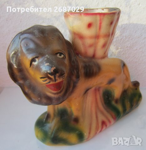 Стара ваза с лъв, керамика, снимка 4 - Статуетки - 30118602