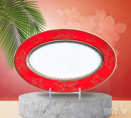 Червен сервиз за хранене от иновативен, костен порцелан за съдомиялна машина, снимка 9 - Сервизи - 28275724