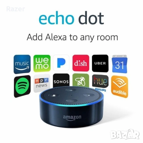 Преносима смарт тонколона Amazon Echo Dot 2, гласов асистент!