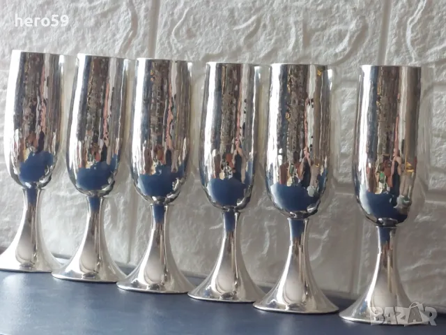 Два комплекта Сребърни чаши за вино,вода,проба 800 , снимка 9 - Чаши - 48824938