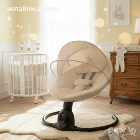 Интелигентен бебешки шезлонг с Bluetooth, дистанционно управление и автоматично люлеене, снимка 1