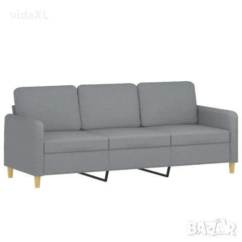 vidaXL 3-местен диван с табуретка, светлосив, 180 см, текстил, снимка 4 - Дивани и мека мебел - 56146692