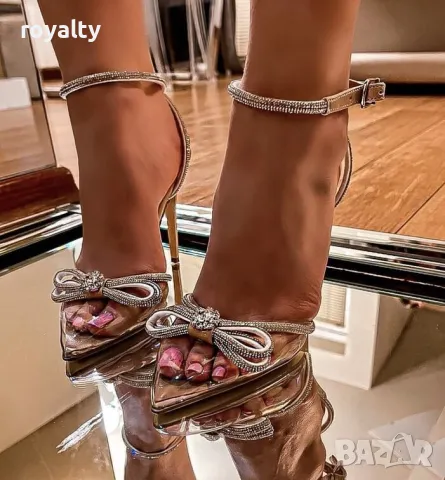 Сандали на ток - прозрачен силикон със сребрист акцент, снимка 3 - Сандали - 49893650