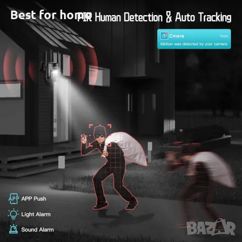 BEENOCAM 4K соларна автономна въртяща се камера със соларен панел, снимка 3 - Камери - 47780093