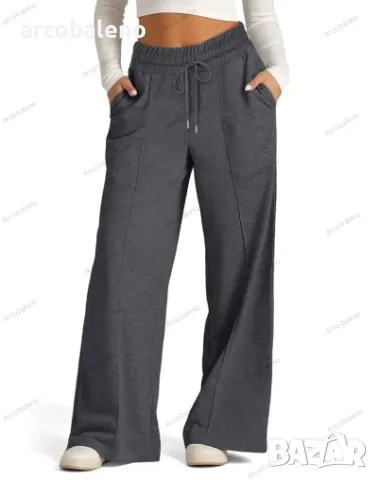 Дамски едноцветни модни широки ежедневни панталони с талия, 11цвята , снимка 4 - Панталони - 47305219