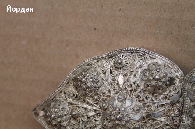 Сребърна пафта филигран, снимка 2 - Антикварни и старинни предмети - 44403219