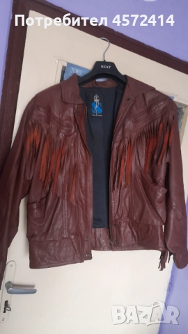 Дамско кожено яке с ресни, естествена кожа. М - L, снимка 4 - Якета - 51456496