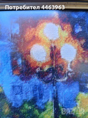 гоблен ,,Нощен дъжд в Париж " 33/27 см, по картината на Л.Афремов, снимка 11 - Гоблени - 51343575