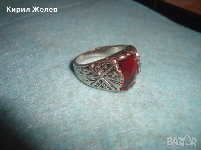 СТАР МЕДЕН ПОСРЕБРЕН ПРЪСТЕН с ЮВЕЛИРНО ФАСЕТИРАН ГОЛЯМ ГРАНАТ АРИСТОКРАТИЧНО АРТ ДЕКО БИЖУ 25194, снимка 11 - Пръстени - 34883916