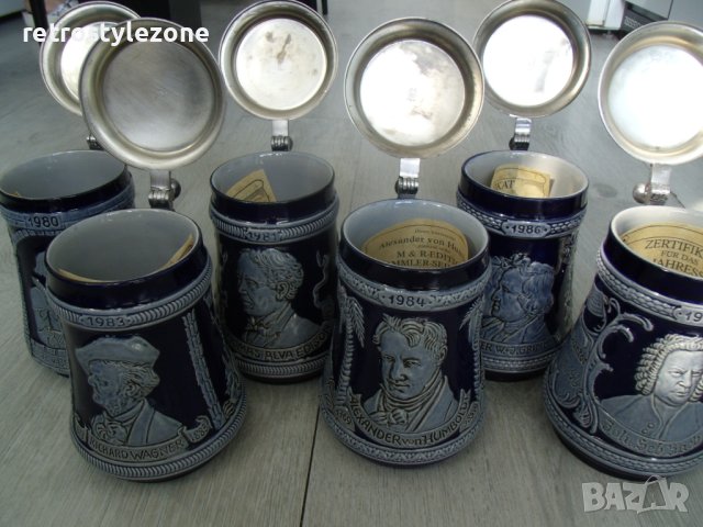 № 7142 лот 6 броя стари порцеланови халби   M & R   - с метални капаци  , снимка 10 - Други ценни предмети - 42214280