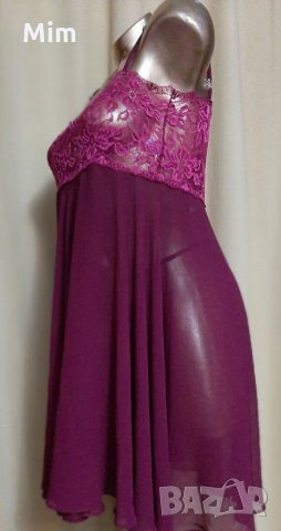  unilat M Ефирна ,бордо нощница с дантела , снимка 6 - Нощници - 31392262