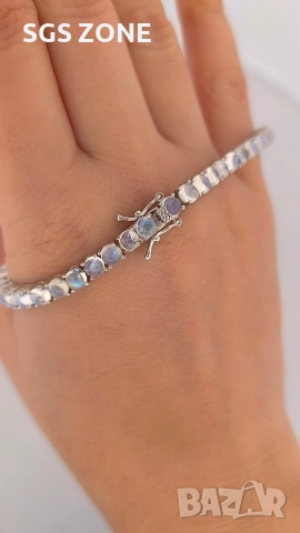 СРЕБЪРНА ГРИВНА С ЛУНЕН КАМЪК, снимка 9 - Гривни - 52724746