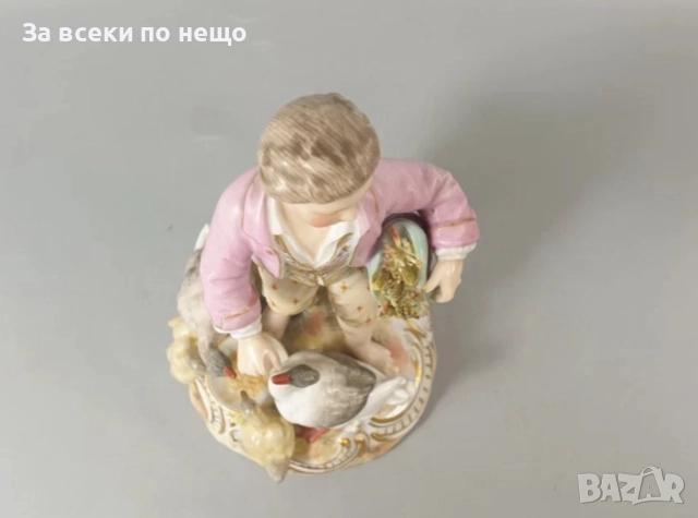 Volkstedt  Germany  Circa 1894  – Triebner Ens & Eckert “Boy with Geese” “Код P1734, снимка 2 - Декорация за дома - 52978476