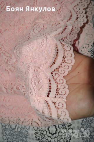 Розова дантелена рокля, снимка 2 - Рокли - 31894245