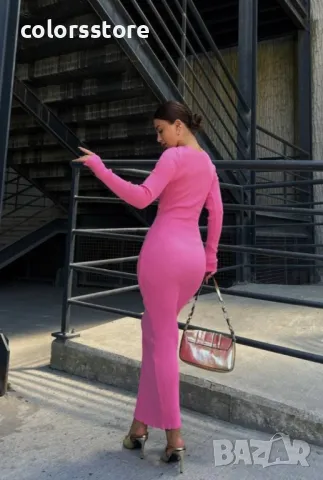 Дамска рипс рокля Rose pink, снимка 2 - Рокли - 40788717