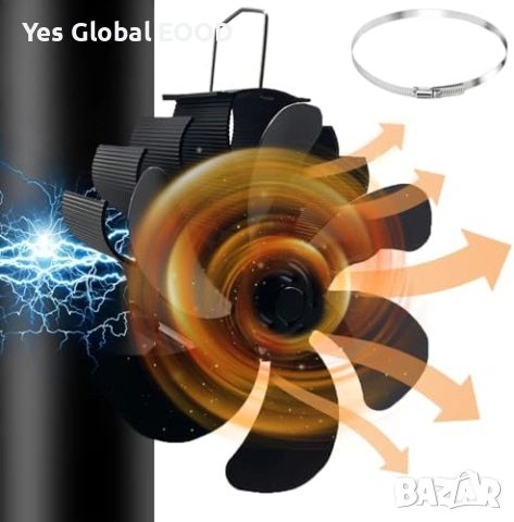 Магнитен вентилатор за комин 6 перки без ток GB6DC