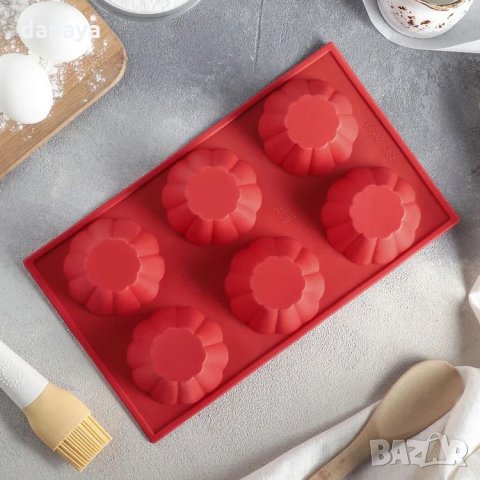1715 Силиконова форма за пудинг и мъфини, 6 гнезда, снимка 7 - Форми - 30271826
