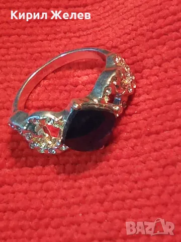 КРАСИВ ПОСРЕБРЕН МЕДЕН ПРЪСТЕН с ФАСЕТИРАН СИН КРИСТАЛ 34087, снимка 11 - Пръстени - 47124345