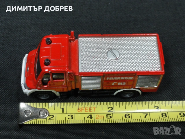 МЕТАЛНА КОЛИЧКА ПОЖАРНА КОЛА MERCEDES UNIMOG SIKU, снимка 7 - Колекции - 53151732