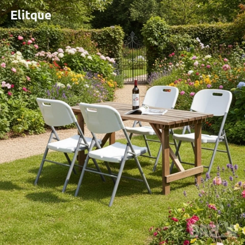 Комплект 4 броя сгъваеми кетъринг столове за градина и събития - удобни и издръжливи