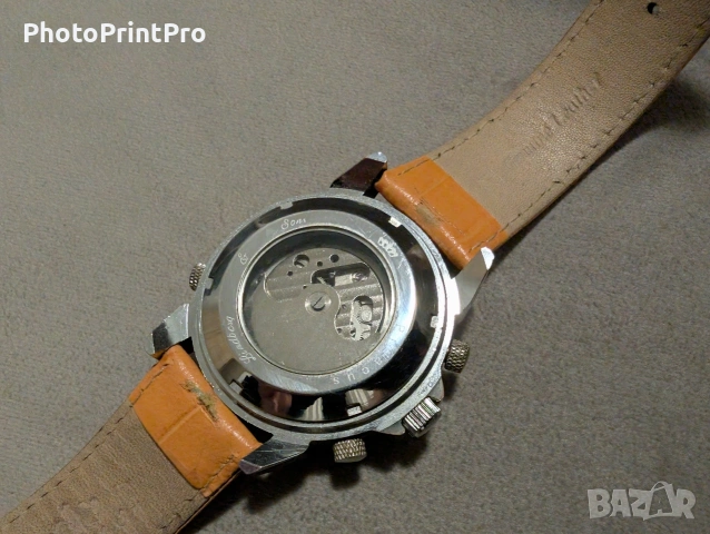 Мъжки автоматичен часовник Lindberg & Sons – Open Heart (Оранжев), снимка 3 - Мъжки - 53077470