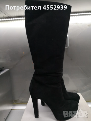 Велурени ботуши на ток и платформа , снимка 4 - Дамски ботуши - 52958069