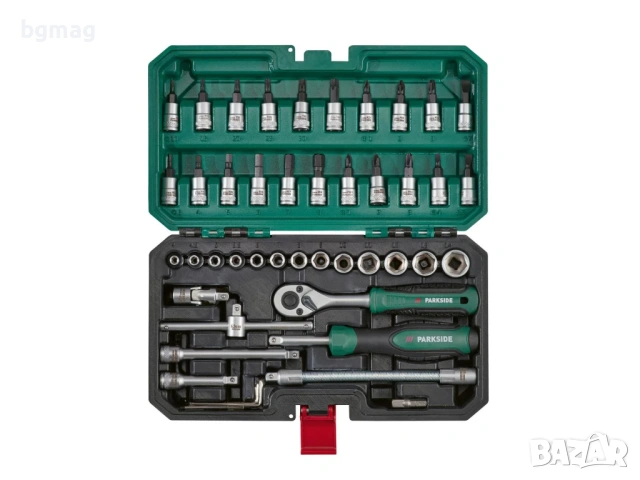 PARKSIDE комплект тресчотка с въртяща глава и вложки 1/4''-46 части, снимка 5 - Гедорета - 53181059