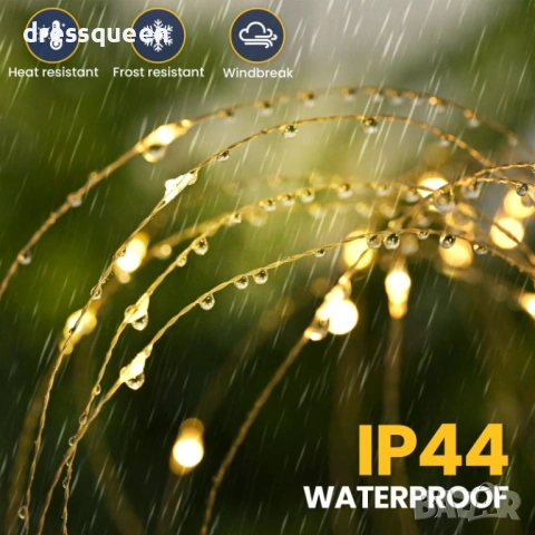 4470 Декоративна соларна лампа „Фойерверки“ (150/200 LED) – Водоустойчива, снимка 5 - Соларни лампи - 54066262