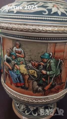 Античен керамичен бирен халбe (щайн) 3 л, Германия, 35 см, снимка 4 - Антикварни и старинни предмети - 52787518