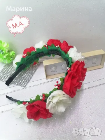Красива диадема в червено и бяло, снимка 6 - Аксесоари за коса - 49975984