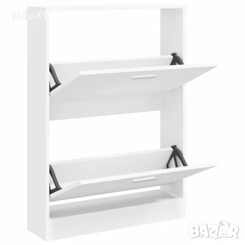 vidaXL Шкаф за обувки, бял, 59x17x81 см, инженерно дърво, снимка 3 - Шкафове - 56147100
