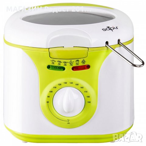  Чисто нов С ГАРАНЦИЯ Фритюрник SAPIR SP 1980 D, 2л , 1450W, Демонтиращ се съд , Бял/зелен