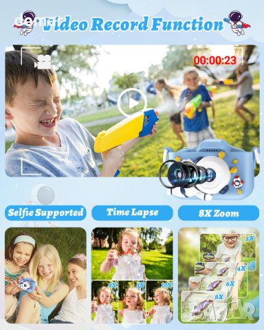Детска цифрова камера, 1080P HD, 2,0-инчов IPS екран, с 32GB карта, снимка 4 - Образователни игри - 44165167