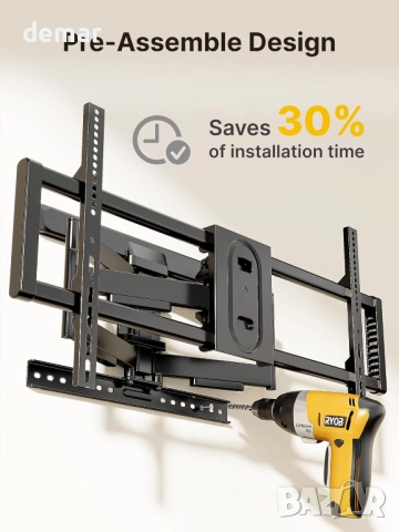 Стенен монтаж за телевизор monTEK за телевизори 43"–95", до 60 кг, снимка 3 - Стойки, 3D очила, аксесоари - 52404261