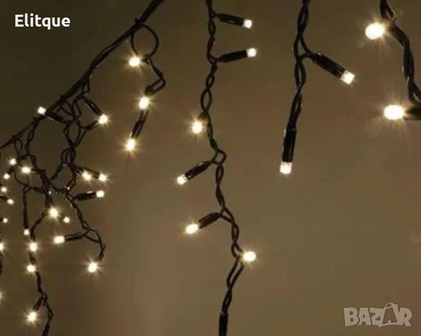 Коледна LED завеса за външен монтаж, 100% водо и влаго защитена, Дължина: 3метра, Висулки:60см, чере, снимка 4 - Други - 52903675