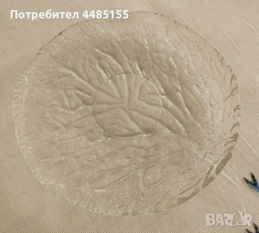 Стъклен прозрачен поднос/фруктиера отпреди 1989 г., снимка 2 - Аксесоари за кухня - 53082302