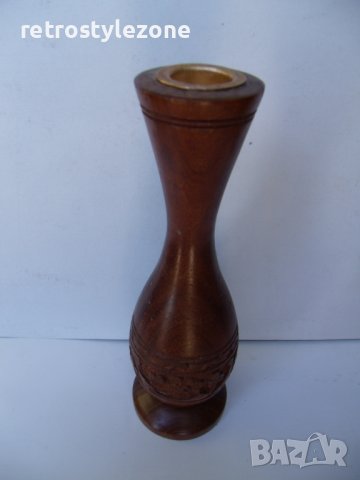 № 6748 стар дървен свещник   - резбовани орнаменти  
